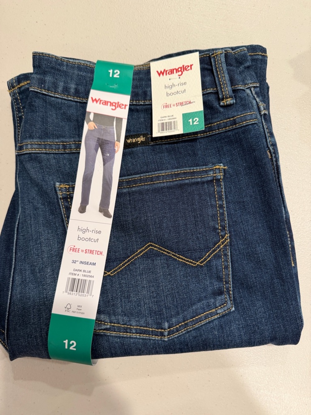 Wrangler Dark Blue High-Rise Bootcut Jeans